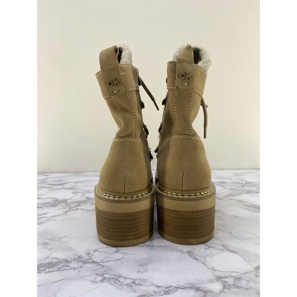 Calvin Klein Alaina Faux Shearling Boot in Light Natural Suede sz 8 - Picture 9 of 10